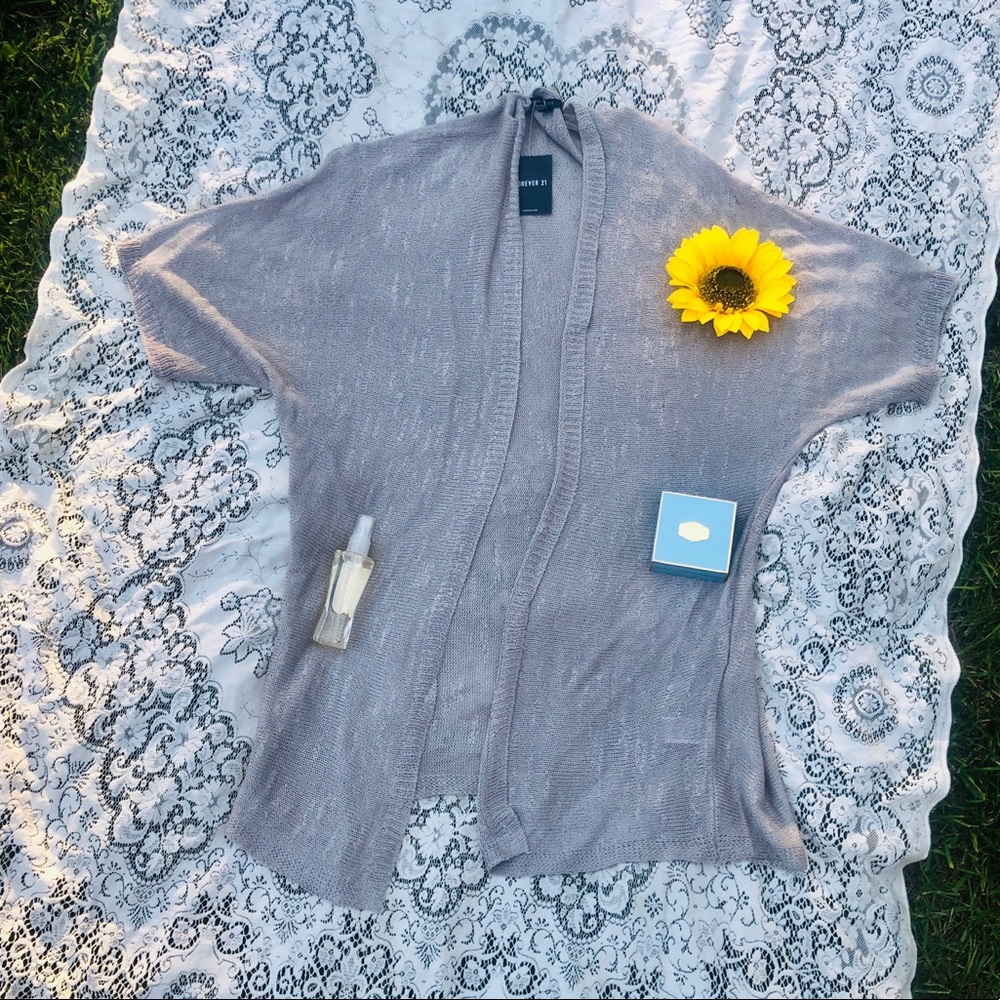NWT Forever 21 Textured Half Sleeve Gray Cardigan